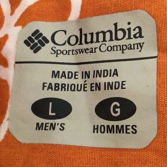 Columbia Orange Tropical Fish Cotton Button Down Short Sleeve Shirt - Picture 13 of 16